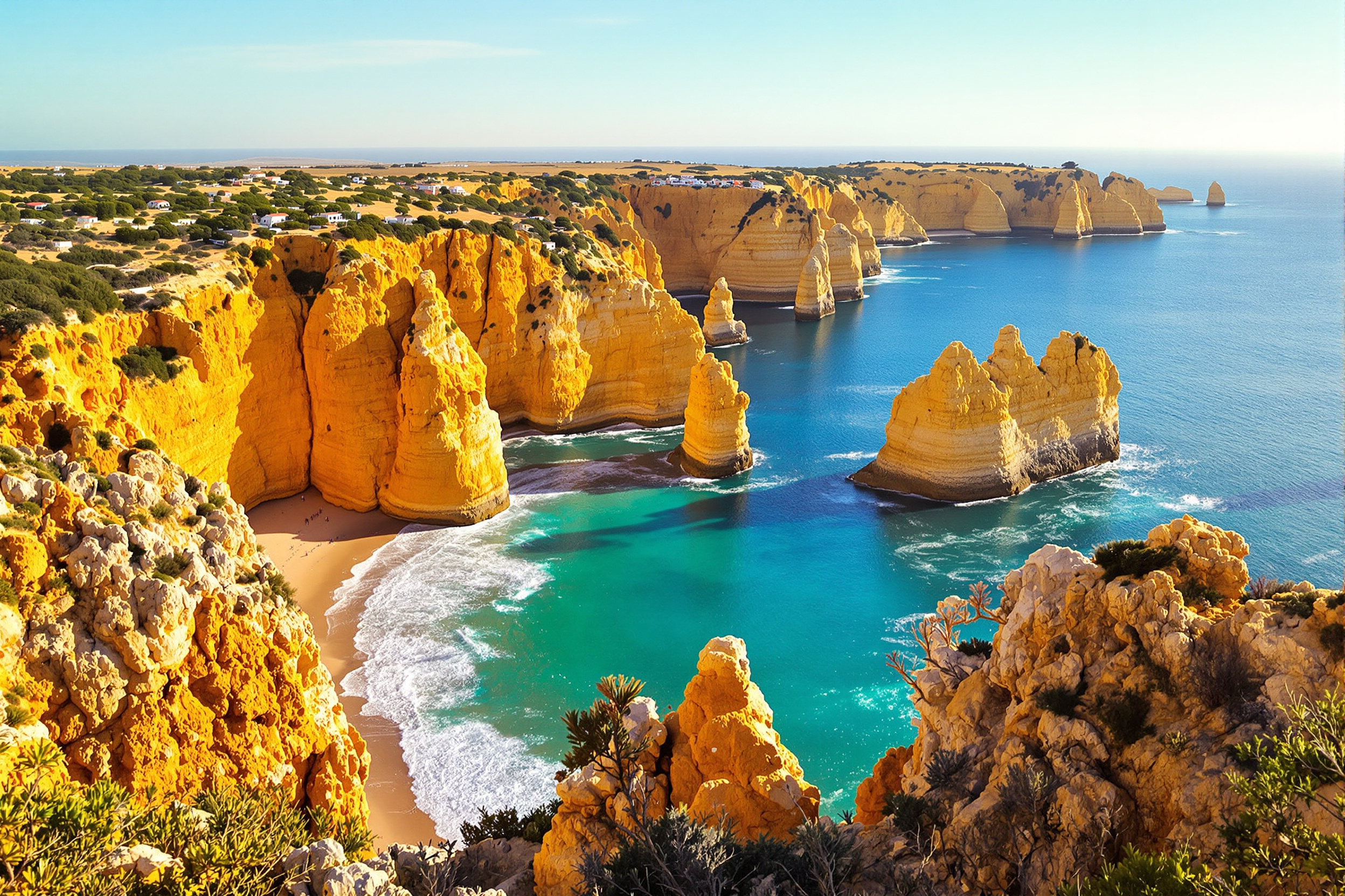 Panorama des falaises dorées de l'Algarve
