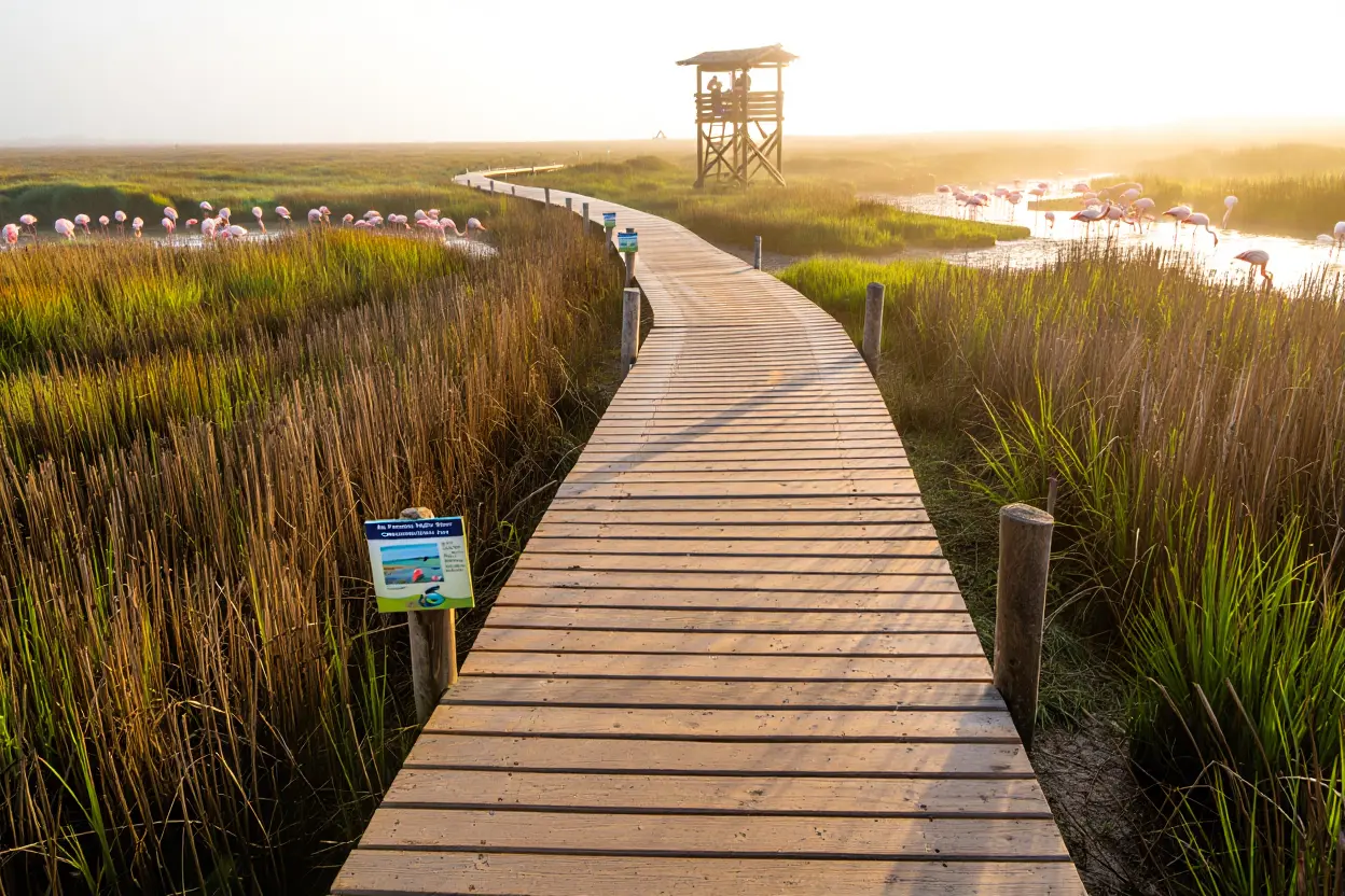 Sentier d'observation ornithologique dans la Ria Formosa